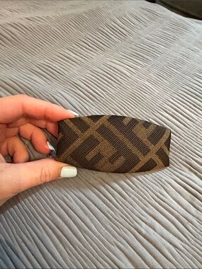 Fendi Black Velvet Barrette with Gold Tone Clip